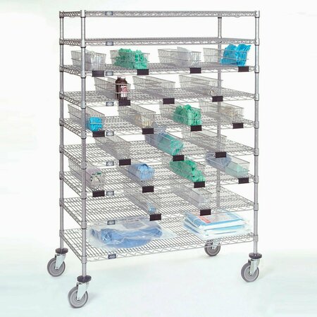 NEXEL Chrome Catheter Cart with Baskets, 5in Swivel Casters 2 with Brakes, 48inW x 24inL x 68inH B2273855